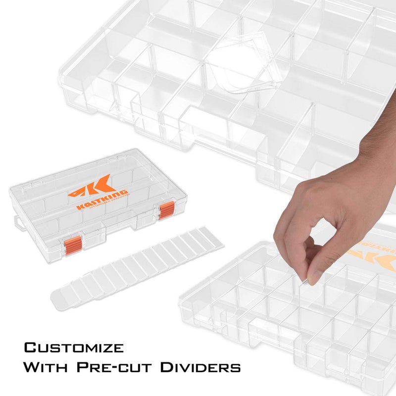KastKing Tackle Boxes, Plastic Storage Organizer Box with Removable Dividers, 3600 Tackle Trays, Parts Box, 10.8x7.25x1.65 Inches (Pack of 4) - Image 3